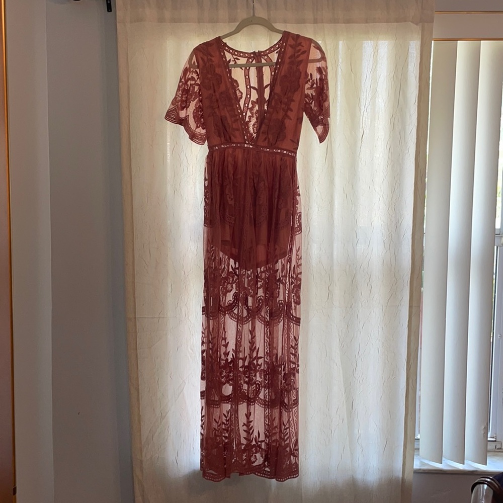 Lace, low cut maxi dress